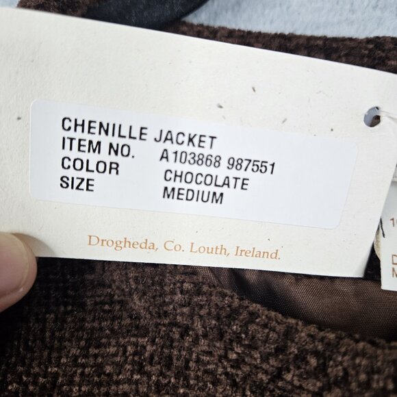Boyne Valley Weavers Women's Chenille Lined Chocolate Jacket Size M NEW - Picture 6 of 9